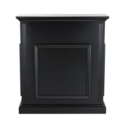 Móvel preto quadrado em madeira com relevo decorativo