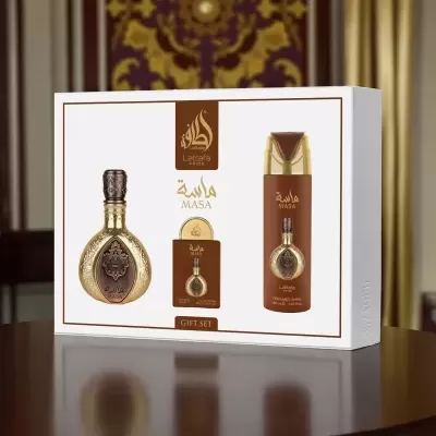 Lattafa Masa Gift Set – Conjunto de Perfumes Unissex | Fragrância Floral Frutada de Luxo Lattafa Masa Gift Set – Conjunto de Perfumes Unissex | Fragrância Floral Frutada de Luxo
