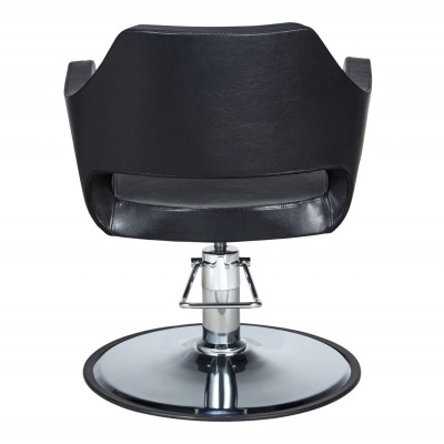 cadeira de salão preta com base metálica redonda