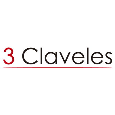 Logótipo '3 Claveles' com número 3 vermelho e texto preto sublinhado em vermelho