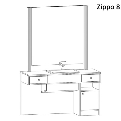 Móvel de casa de banho ZIPPO 8 com lavatório embutido e espelho