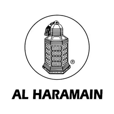 Logótipo preto e branco com candeeiro tradicional e texto AL HARAMAIN