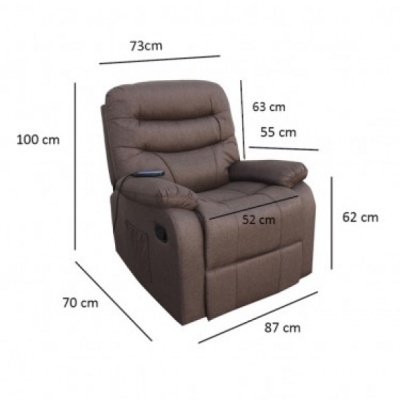 Poltrona reclinável castanha com medições