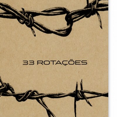 Capa de livro com desenhos de arame farpado e texto LUCA ARGEL e 33 ROTAÇÕES