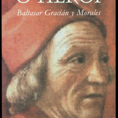 Capa de livro 'O HERÓI' com retrato de homem idoso e texto em destaque