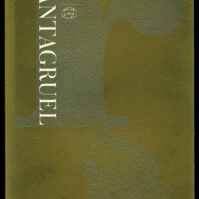 Capa de livro verde escuro com título Pantagruel e autor François Rabelais em branco