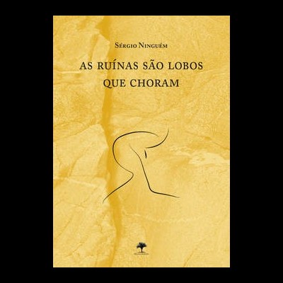 Capa de livro amarelo com título e ilustração em traço preto