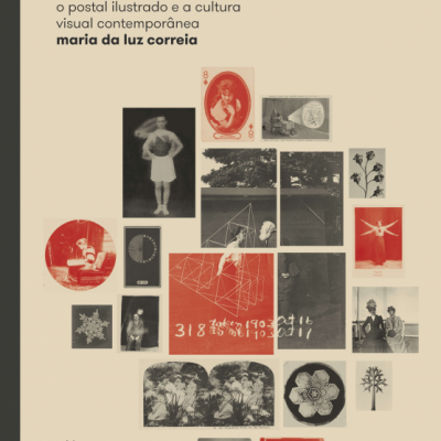 Cartaz do livro 'Imagens de intervalo' com colagem de imagens e texto em vermelho e preto