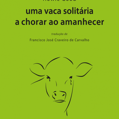 Capa de livro verde com ilustração preta de cabeça de vaca e texto do título e autor