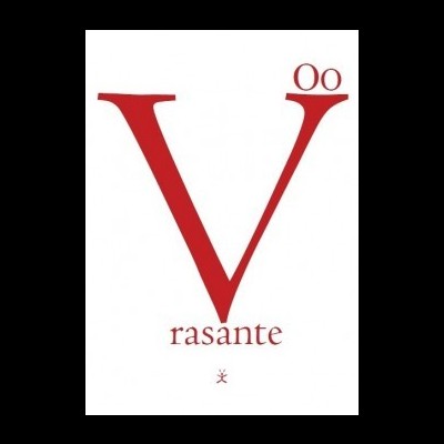 Letra V vermelha com oo em cima e texto rasante em fundo branco