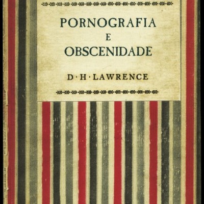 Capa de livro com riscas verticais e título Pornografia e Obscenidade de D.H Lawrence