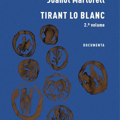 Capa de livro azul com texto branco e círculos castanhos com silhuetas.