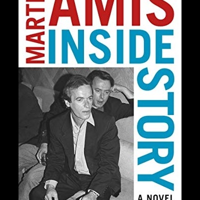 Capa de livro martin amis inside story a novel com fotografia a preto e branco de dois homens de fato