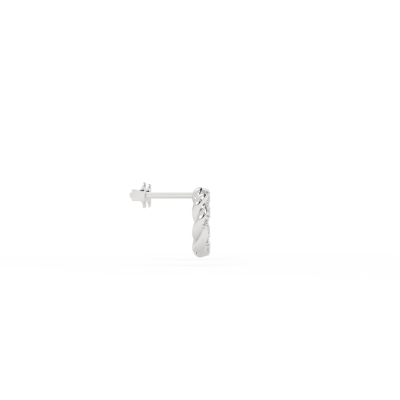 Brinco de ouro branco torcido com fecho de pressão