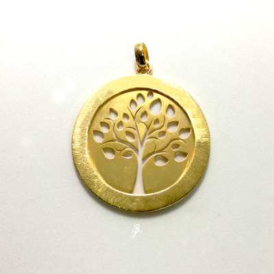 Medalha árvore da vida  prata 925 com banho de ouro