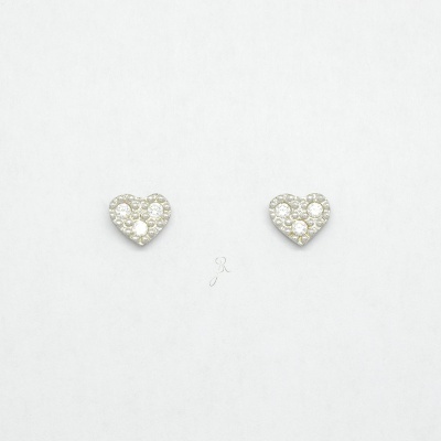Brincos tornilho coração c/zirconias Prata 925 com banho de ródio 134B2013 R