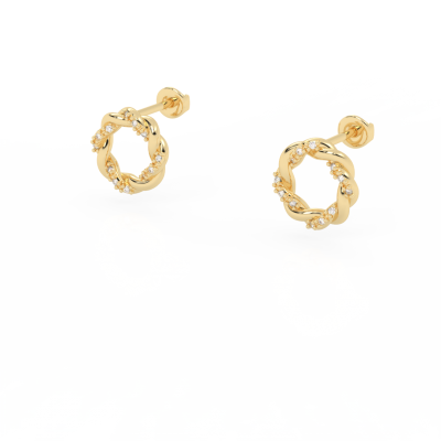 Brincos Corda em Prata 925 com zircónias B1535