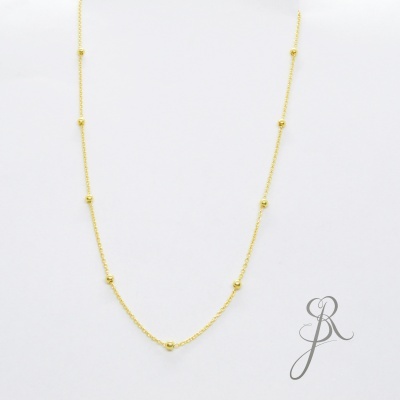 Colar de Prata 925 com bolinhas e malha Dourado C1377 DV