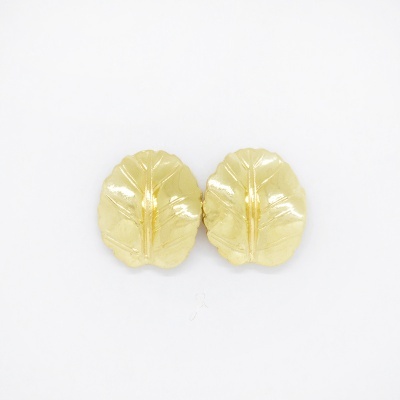 Brincos folha mola de pressão prata 925 com banho de ouro B1255 DV