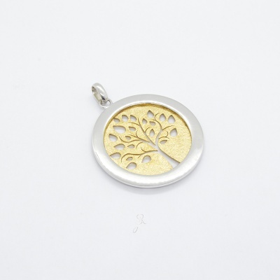 Medalha Prata 925 bicolor árvore da vida BQ995 R/DV