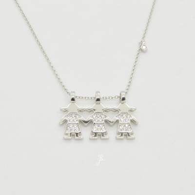 Fio com 3 meninas Prata 925 com zircónicas