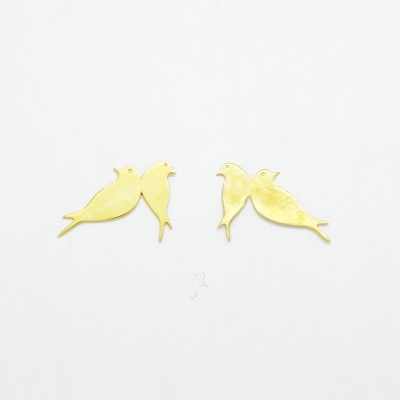 Brincos Prata 925 andorinha dourado B1174 DV