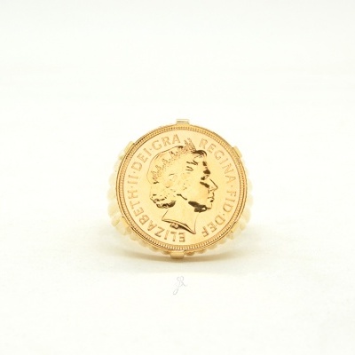 Anel de Ouro com Moeda de Meia Libra