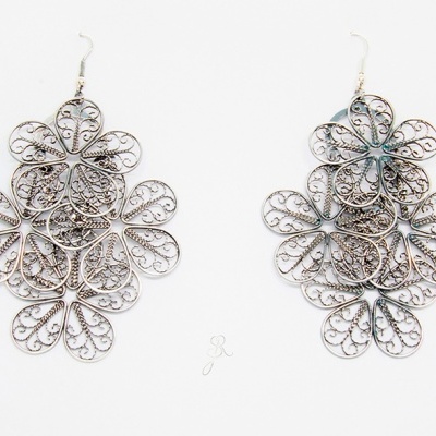 Brincos em Prata, flores de filigrana B0309