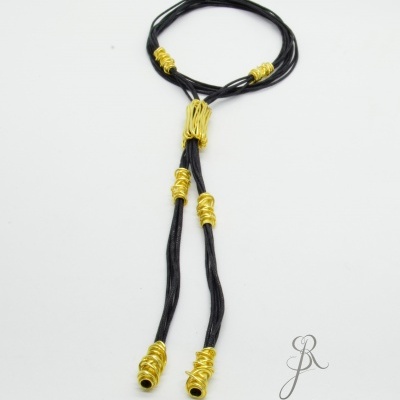 Colar gravata prata 925 com banho de ouro C1129DV