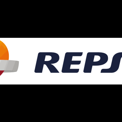Logotipo da REPSOL com elementos gráficos e texto