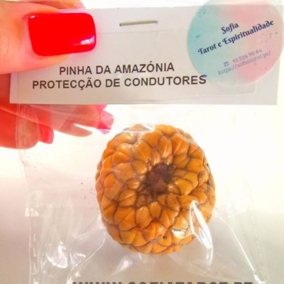 Pinha da Amazónia em embalagem de plástico com etiqueta de proteção e selo de tarô
