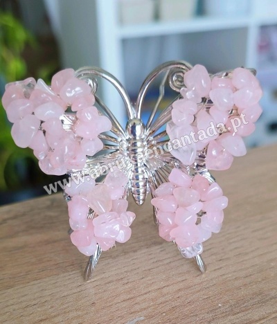 🦋 Borboleta de Cristais – Quartzo Rosa ✨AMOR e HARMONIA