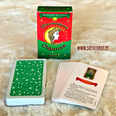 Baralho de cartas Mensagens Ciganas e caixa colorida