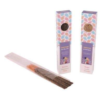 Embalagem de incenso natural Gratitude com padrão de folhas e varetas de incenso
