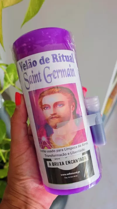 🕯️✨ VELÃO SAINT GERMAIN – CHAMA VIOLETA DE TRANSMUTAÇÃO ✨🕯️