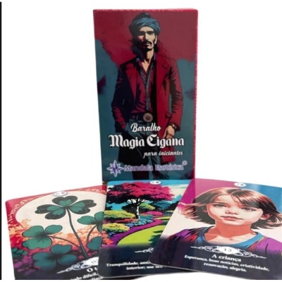 Baralho Magia Cigana para iniciantes com cartas ilustradas coloridas