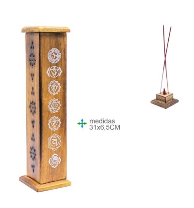 Porta - Incenso : Torre de Madeira _ 7 Chakras