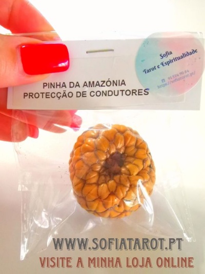 Pinha da Amazónia em embalagem de plástico com etiqueta de proteção e selo de tarô
