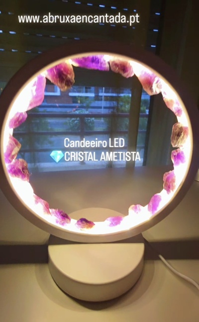 🌙 Candeeiro LED com Pontas Cristais de Ametista 💜