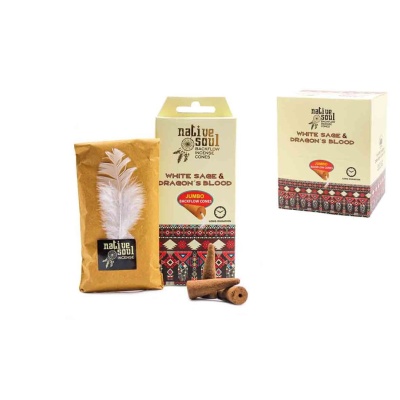Incenso em Cone (Refluxo) Sálvia Branca com Sangue de Dragão