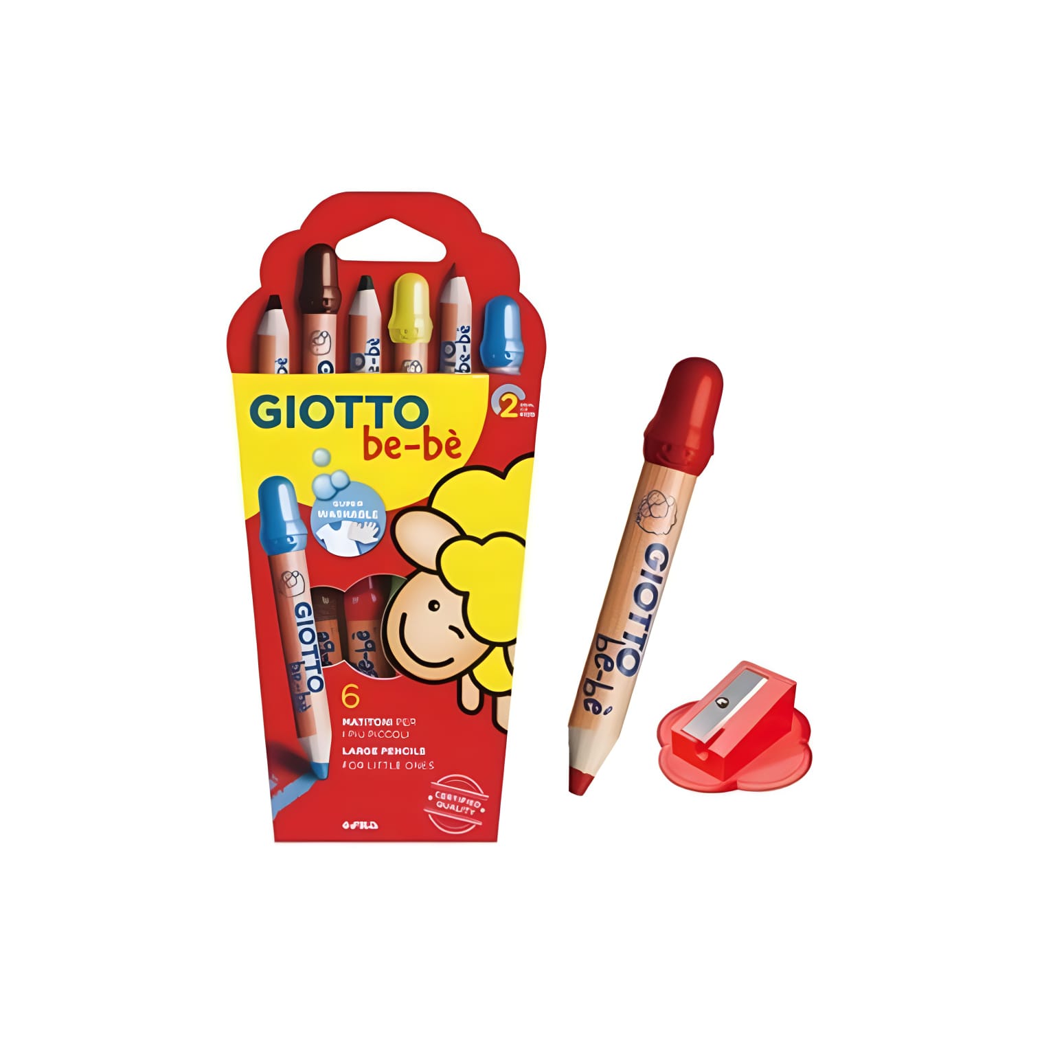 6 Lápis de Cor + Afia Lápis | Giotto Bebé 6 Lápis de Cor + Afia Lápis | Giotto Bebé