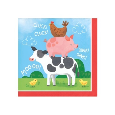 Guardanapos Pequenos Animais da Quinta 16unid