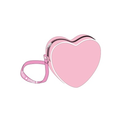 Mala de mão rosa em forma de coração com alça e fecho