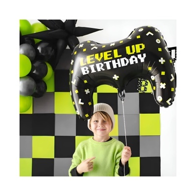 Balão metálico comando "Level Up Birthday"