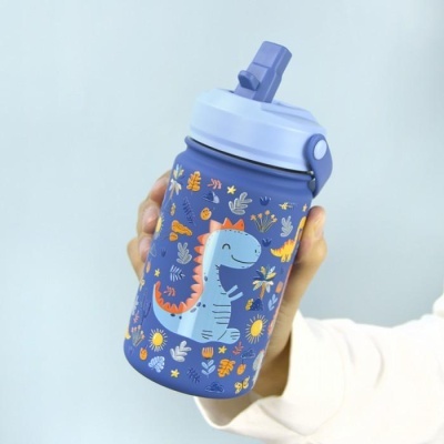 Garrafa térmica infantil com palhinha Mazarine Dinosaurs 330ml | Aurea Kids