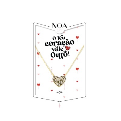 Colar dourado Aço "O teu coração vale ouro " | Lovely Story