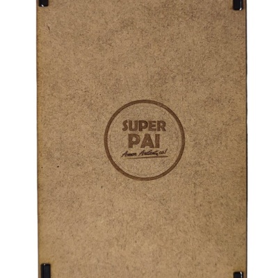 Caixa de madeira com esferográfica e porta chaves " Super Pai"