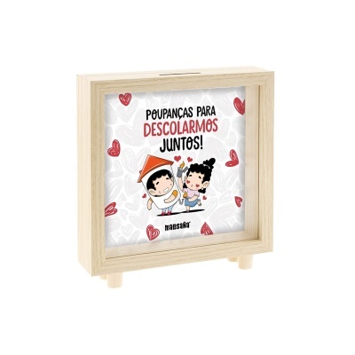 Mealheiro de madeira “Poupanças para descolarmos juntos” | Malasaña Lovely Story