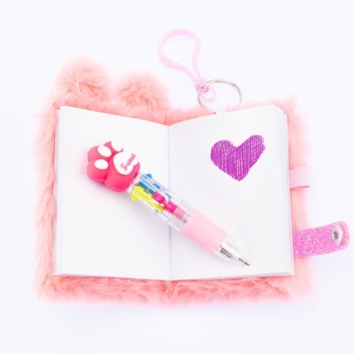 Mini Bloco de Notas Porta-Chaves com Caneta Multicor | Girabrilla