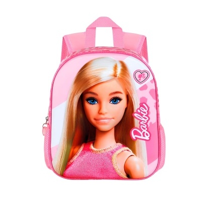 Mochila rosa infantil com imagem da boneca Barbie